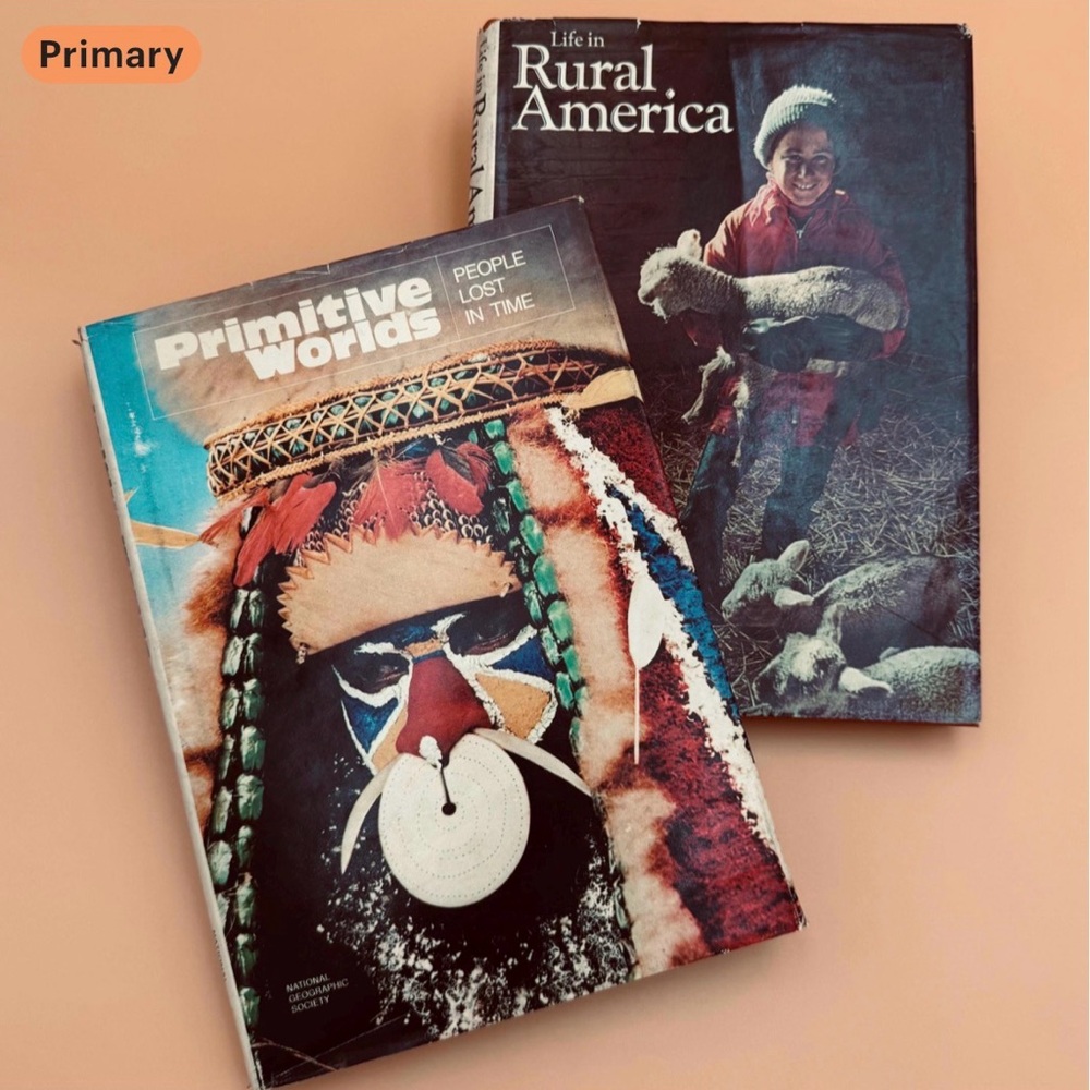 Primitive Worlds & Rural America Vintage Coffee Table Books, Striking Photos